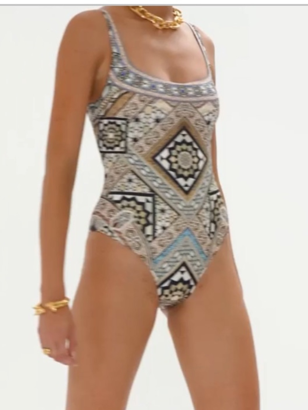 NWT Camilla Me Mosaic Underwire Square Neck One Piece Swimsuit Crystals Size XS - Picture 4 of 14